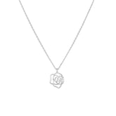 Retro Hollow out Rose pendant Silver Necklace